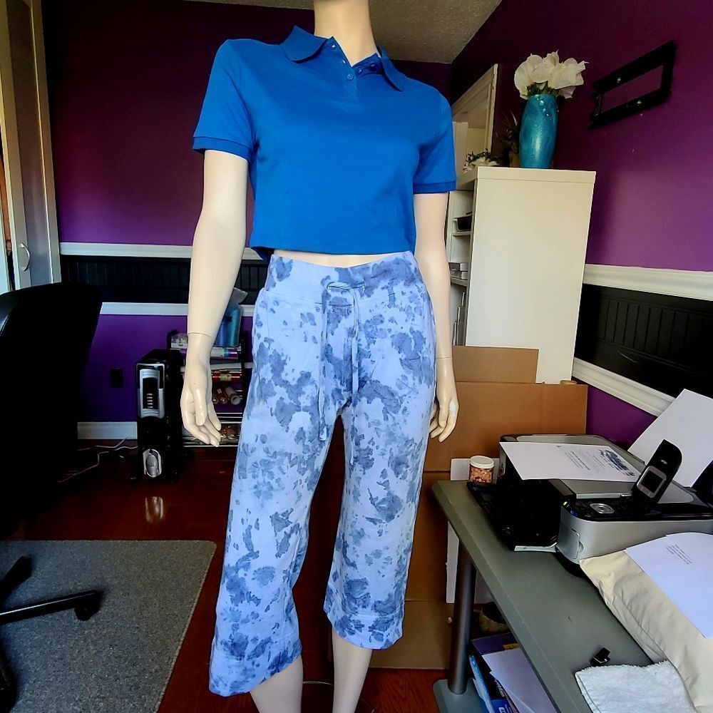 Blue Tie Dye Capri And Crop Top Set